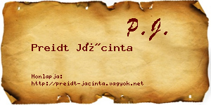 Preidt Jácinta névjegykártya